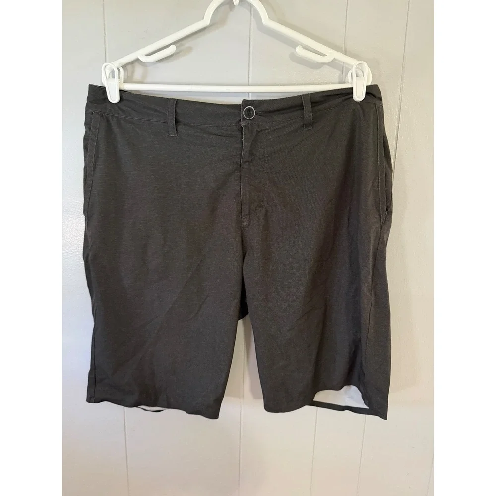 Quiksilver Hybrid‎ Shorts Mens 36 Charcoal Grey Heathered Flat Front Surf 4985